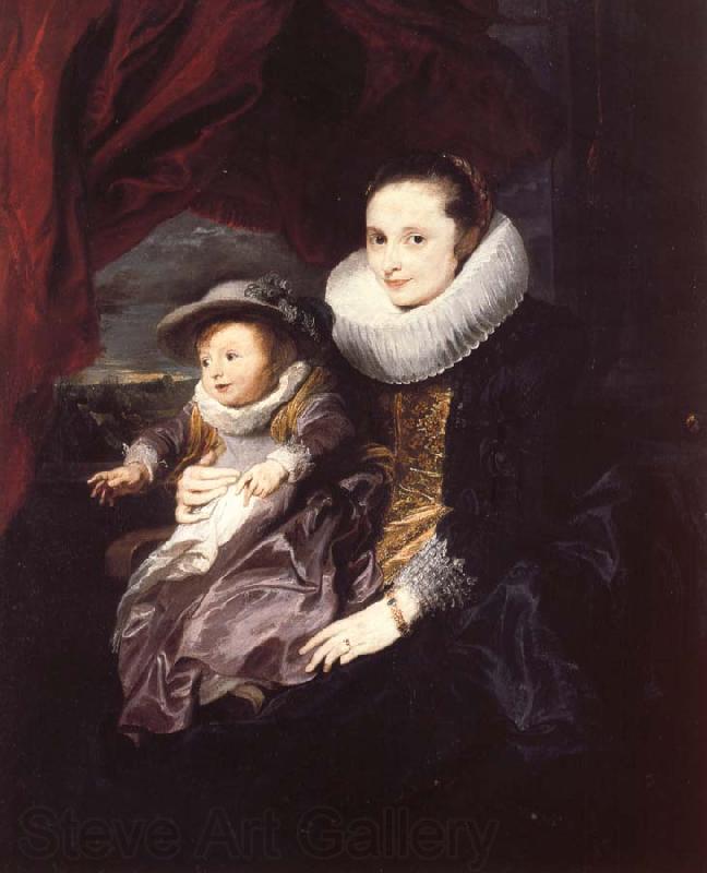 Anthony Van Dyck Portrait of a Woman and Child Spain oil painting art